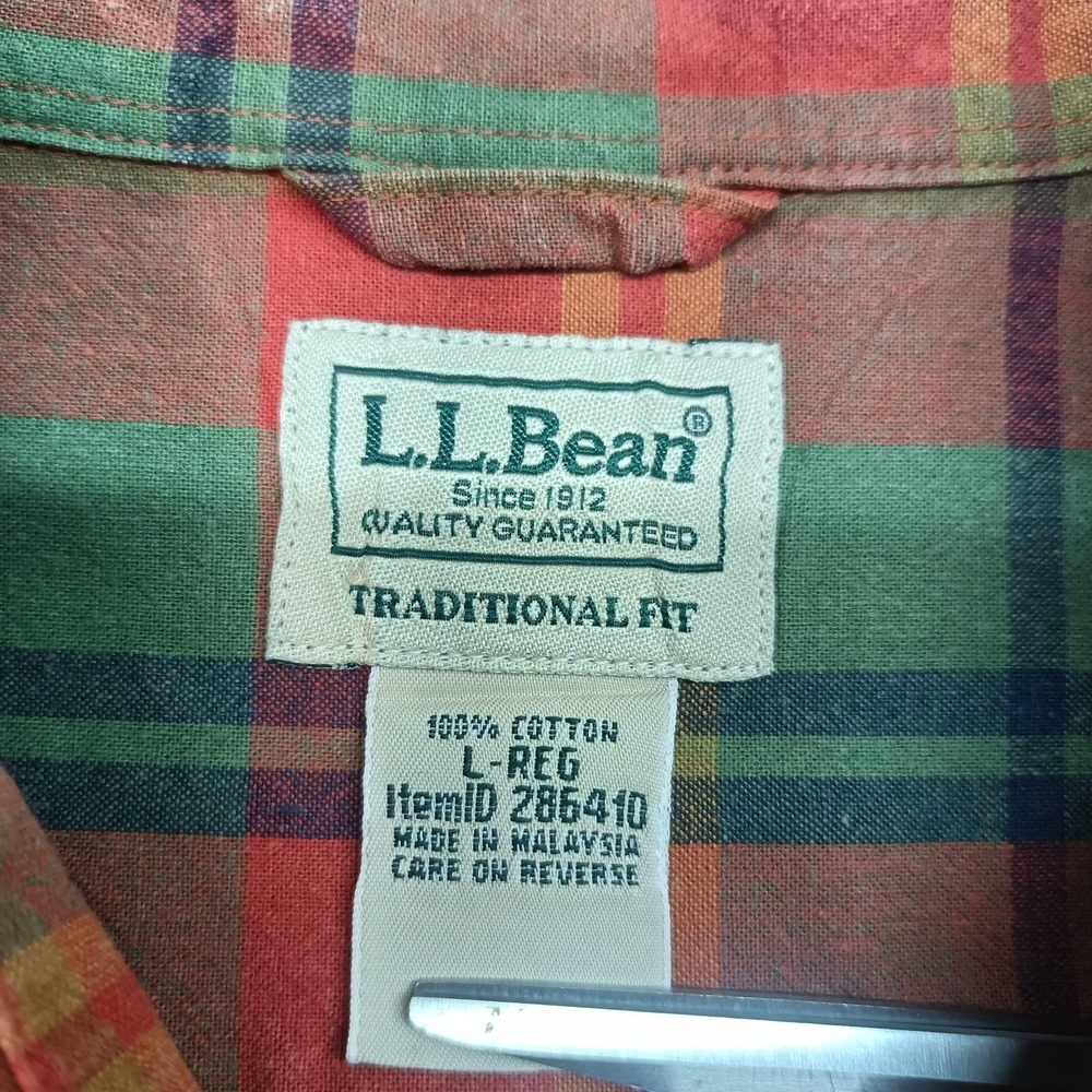 LL Bean Mens L Plaid Traditional Fit Long Sleeve Button Down Shirt Gorpcore - Picture 3 of 5